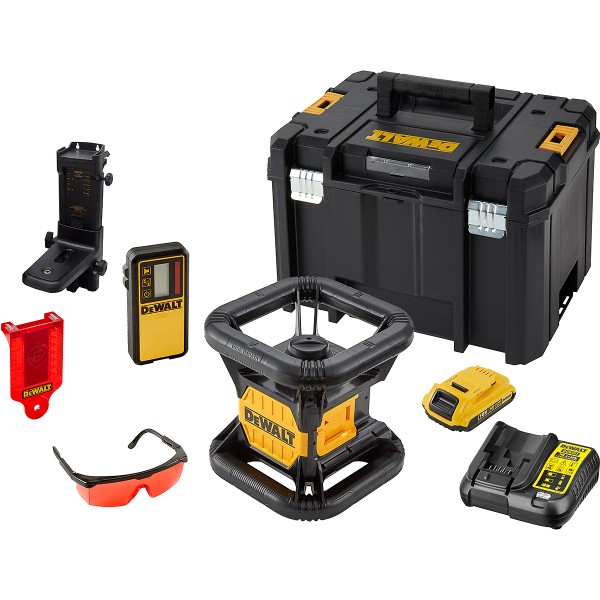 DEWALT Akku 2-Punkt-Rotationslaser 18V rot Vertikal-Lot einfach + Akku + Schnellladegerät