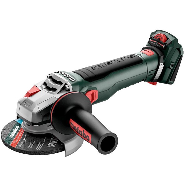 Metabo Akku-Winkelschleifer WVB 18 LT BL 11-125 Quick mit Bremse, Drehzahlregelung, Schnellspannmutter - metaBOX 165 L