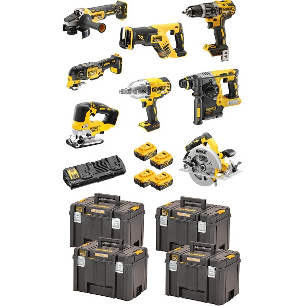 DEWALT 8er Akku-Kombopack 18V XR + 4 Akku + Schnellladegerät II