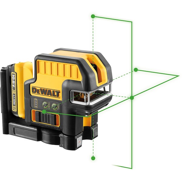 DEWALT Akku 5-Punkt/Kreuzlinienlaser grün 10,8V + Akku + Schnellladegerät