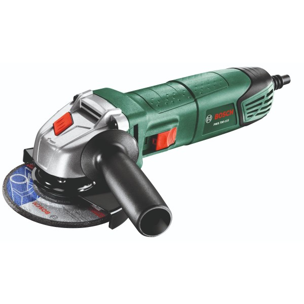 Bosch Winkelschleifer PWS 700-115, Handgriff, Kunststoffkoffer