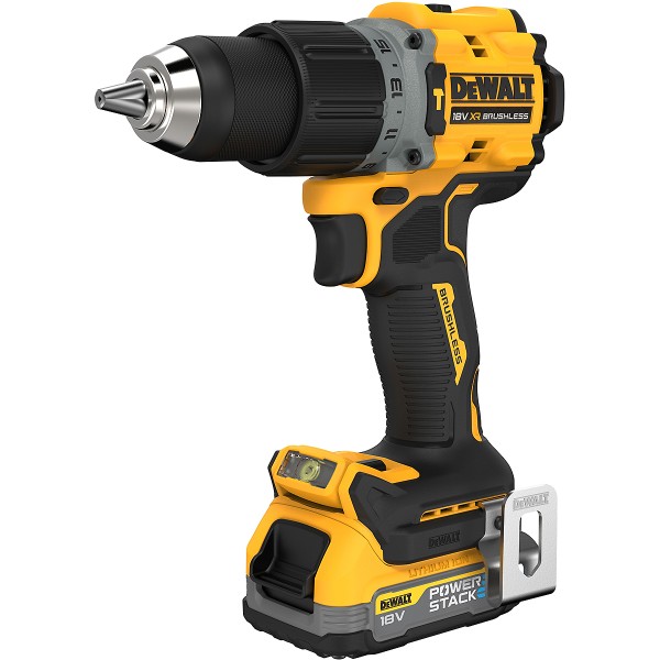 DEWALT 2-Gang-Akku-Schlagbohrschrauber XR 18V + 2 Powerstack Akku + Schnellladegerät