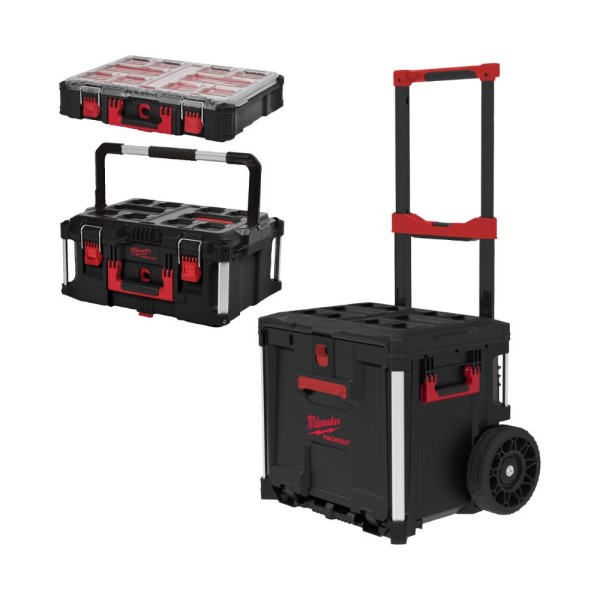 Milwaukee PACKOUT Starter-Set 3 3-teilig PACKOUT Trolley Koffer mit Schublade, Koffer und Organiser