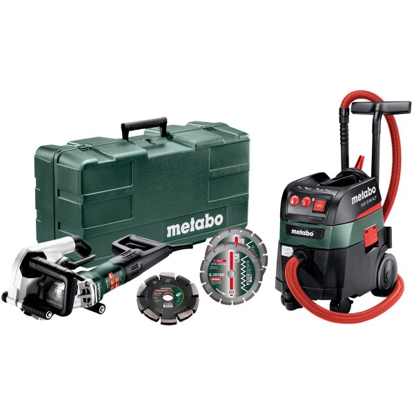 Metabo Set Mauernutfräse MFE 40 + Allessauger ASR 35 M ACP mit 20 mm Diamantfrässcheibe 2 UP und 2 Diamant-Trennscheiben Classic UC - Kunststoffkoffer