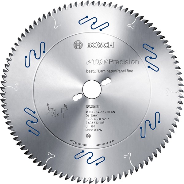 Bosch Kreissägeblatt Top Precision Best for Laminated Panel Fine, Außendurchmesser (mm):350, Schnittbreite (mm):3,5, Stammblattstärke (mm):2,5, Zähnezahl (Anzahl): 108