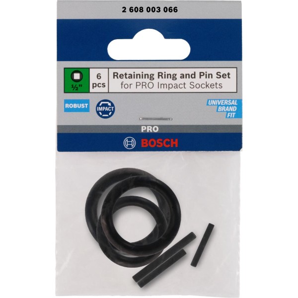 Bosch Retaining Ring and Pin Set for PRO Impact Socket, 1/2", 6 teiliges Set