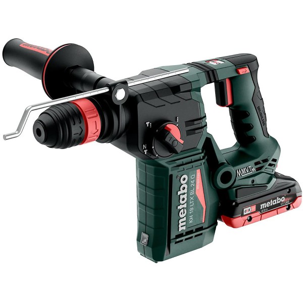 Metabo Akku-Kombihammer KH 18 LTX BL 24 Q mit Metabo-Quick-Wechselfutter - metaBOX 165 L - 18V 2x4Ah LiHD + ASC 55