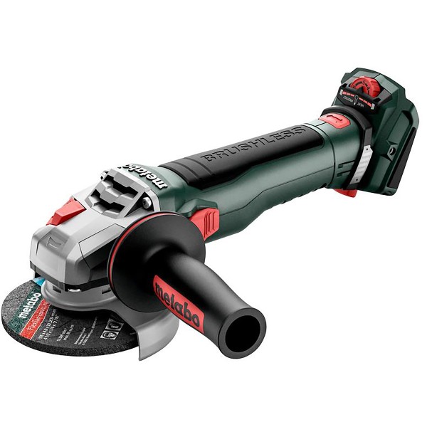 Metabo Akku-Winkelschleifer WVB 18 LT BL 11-115 Quick mit Bremse, Drehzahlregelung, Schnellspannmutter - metaBOX 165 L