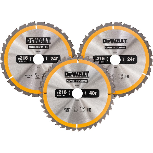 DEWALT CONSTRUCTION Kreissägeblatt-Set stationär ø 216mm 3-tlg.