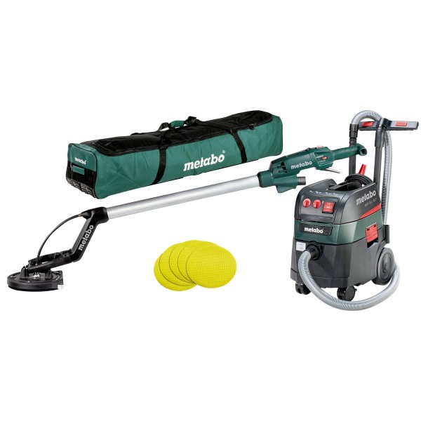 Metabo Set Langhalsschleifer LSV 5-225 + Allessauger ASR 35 L ACP mit 25 Haftschleifblättern P 120 - Werkzeugtasche