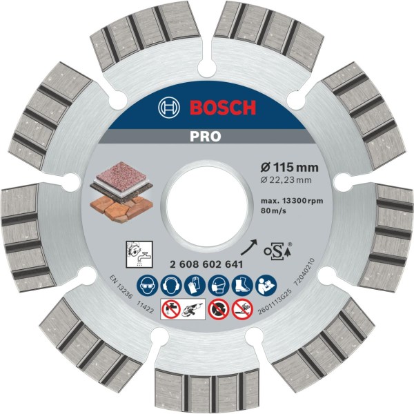 Bosch Diamanttrennscheibe Best for Stone, Bohrungsdurchmesser (mm):22.23, Segmenthöhe (mm):12, Schni