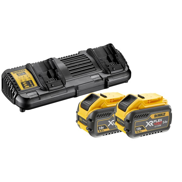 DEWALT XR FLEXVOLT Akku-Starter-Set 54V / 162Wh + 2 Akku + 1 Doppelladegerät DCB132-QW