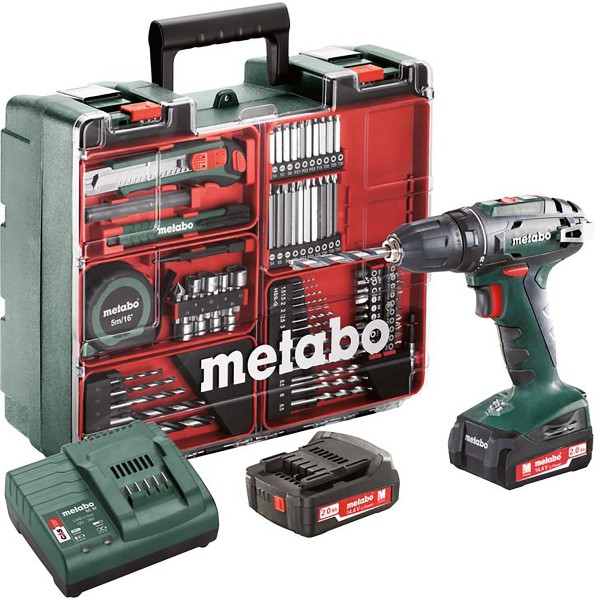 Metabo Akku-Bohrschrauber BS 14.4 Set Mobile Werkstatt - Kunststoffkoffer - 14.4V 2x2Ah Li-Power + SC 30