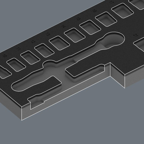 Wera 9724 Schaumstoffeinlage 8010 B Zyklop Comfort Knarre Set 16-teilig, 3/8"