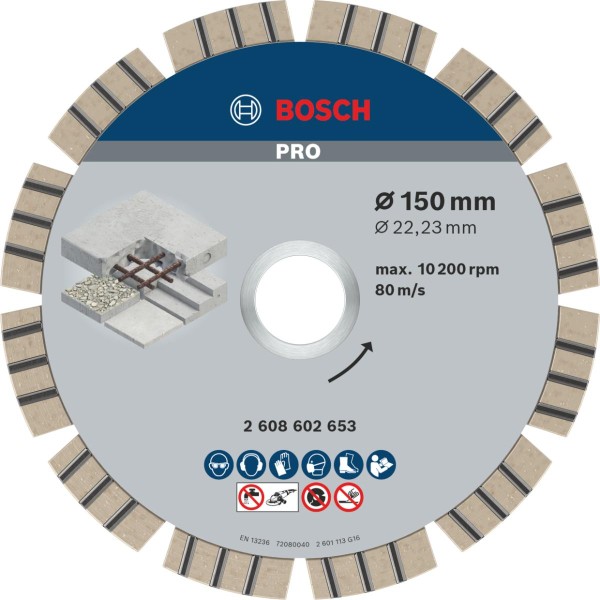 Bosch Diamanttrennscheibe Best for Concrete, Bohrungsdurchmesser (mm):22.23