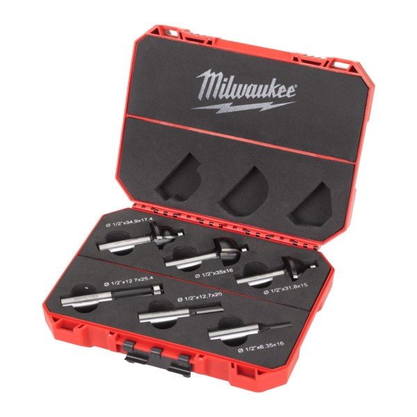 Milwaukee HM-Fräsersatz für Oberfräsen 12, 7 mm Schaft, 6-teiliges Set