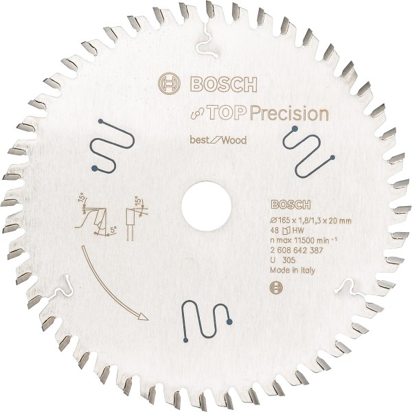 Bosch Kreissägeblatt Top Precision Best for Multi Material, Zähnezahl (Anzahl): 56, Spannwinkel (Grad): -5, Freiwinkel (Grad): 15