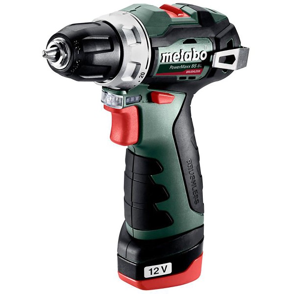 Metabo Akku-Bohrschrauber PowerMaxx BS BL Kunststoffkoffer - 12V 2x2Ah Li-Power + LC 40