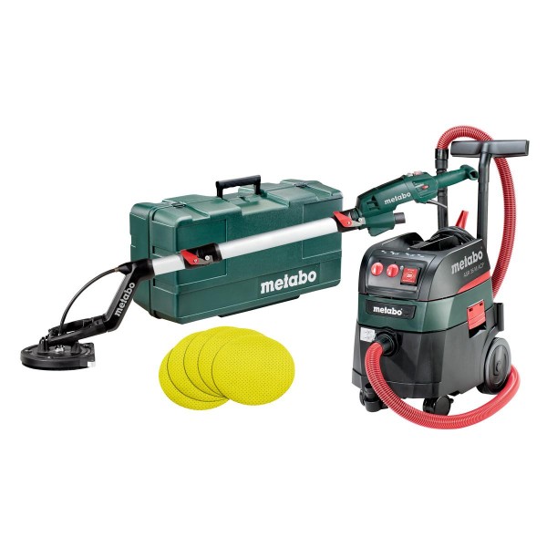 Metabo Set Langhalsschleifer LSV 5-225 Comfort + Allessauger ASR 35 M ACP mit 25 Haftschleifblättern 225 mm P 120 - Kunststoffkoffer