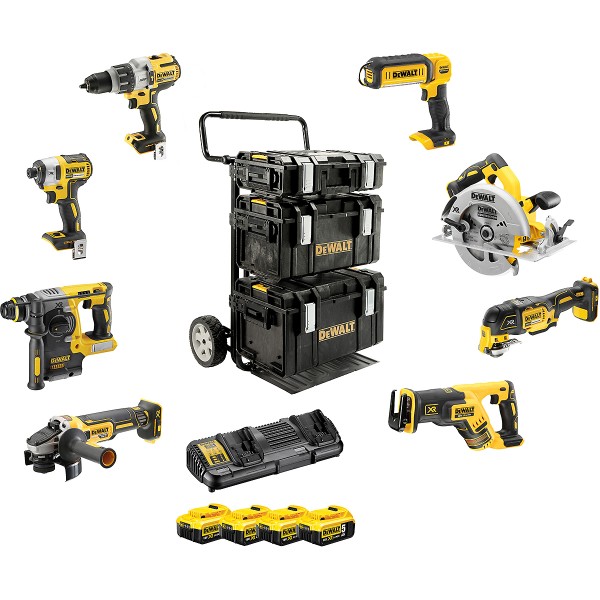 DEWALT 8er Akku Kombopack 18V + 4 Akku + Doppelschnellladegerät I