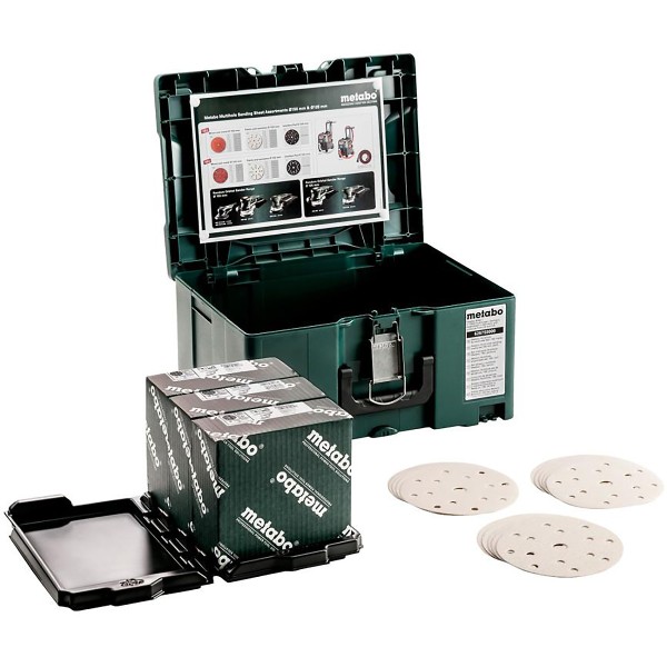 Metabo metaBOX Schleifmittel-Set multi-hole professional für Farbe, Lacke - 150 teiliges Set