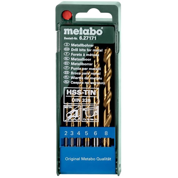 Metabo HSS-TiN-Bohrerkassette - 6 teiliges Set