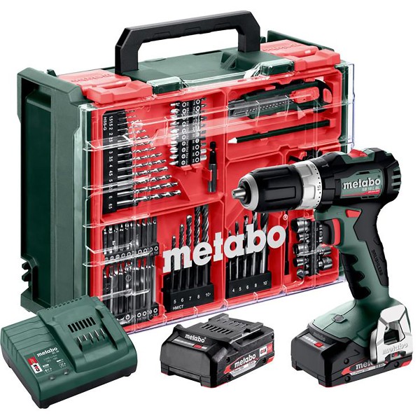 Metabo Akku-Schlagbohrschrauber SB 18 L BL Set mit 78-teiliger Mobiler Werkstatt - Kunststoffkoffer - 18V 2x2Ah Li-Power + SC 30