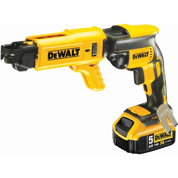 DEWALT Akku-Magazin-Trockenbauschrauber 18V + 2 Akku 5Ah + Schnellladegerät