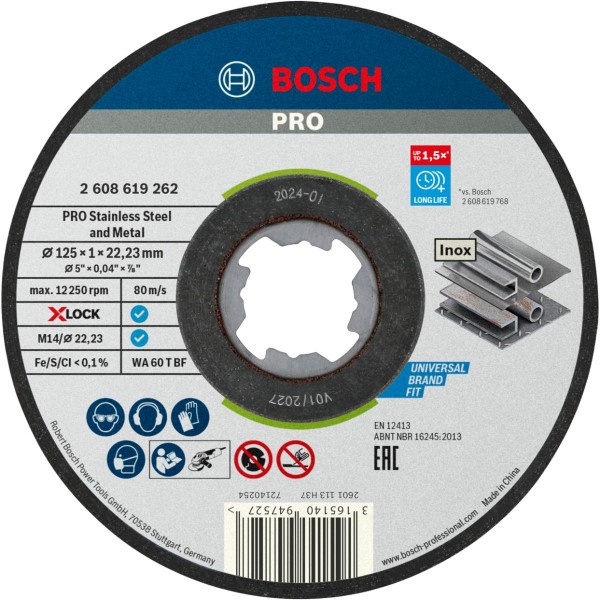 Bosch Trennscheibe X-LOCK gerade Standard for Inox WA 60 T BF ø 125 mm