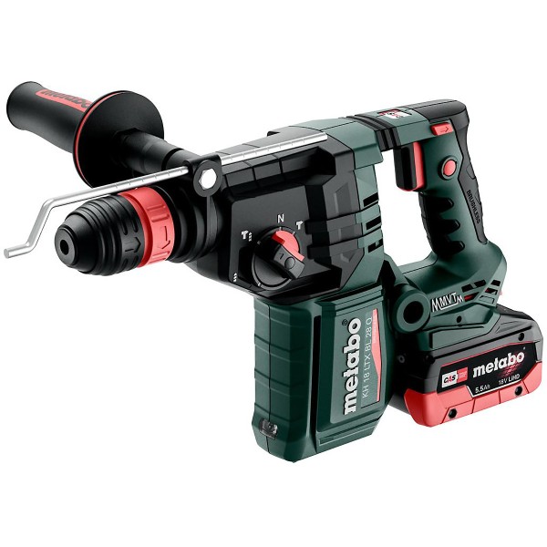 Metabo Akku-Kombihammer KH 18 LTX BL 28 Q mit Metabo-Quick-Wechselfutter - metaBOX 165 L - 18V 2x5.5Ah LiHD + ASC 145