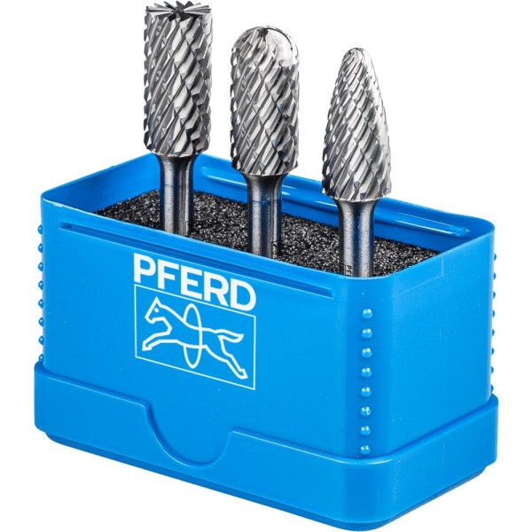 PFERD Hartmetall Hochleistungsfrässtift Set 1414 ALLROUND 3-tlg. 12mm Schaft 6mm universal grob