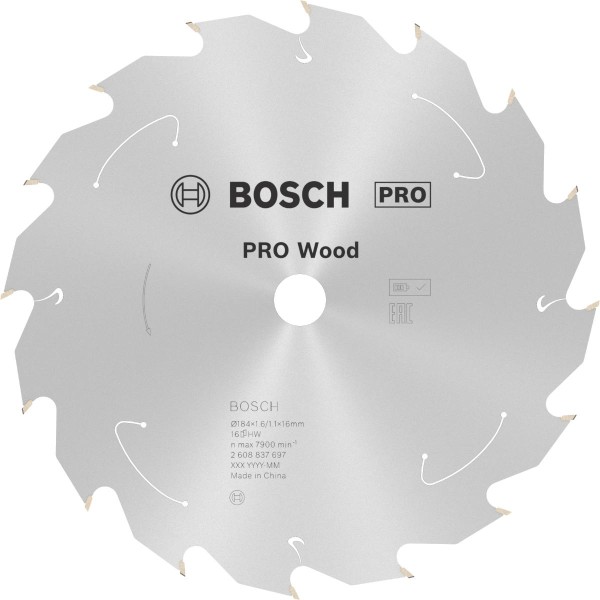 Bosch Akku-Kreissägeblatt Standard for Wood H 160x20 T12, ø außen: 184 mm