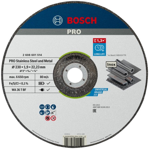 Bosch Trennscheibe gekröpft Standard for Inox WA 36 R BF, 230 mm, 1,9 mm