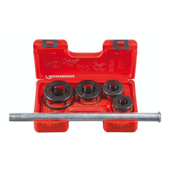 Rothenberger SUPER CUT-Set, Ratschen-Gewindeschneidkluppe,BSPT R, 1/2"-3/4"-1"-1.1/4" im Koffer