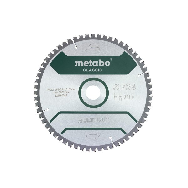 Metabo Sägeblatt multi cut - classic 254x2,6/1,8x30 Z60 FZ/TZ 5°neg - Blister