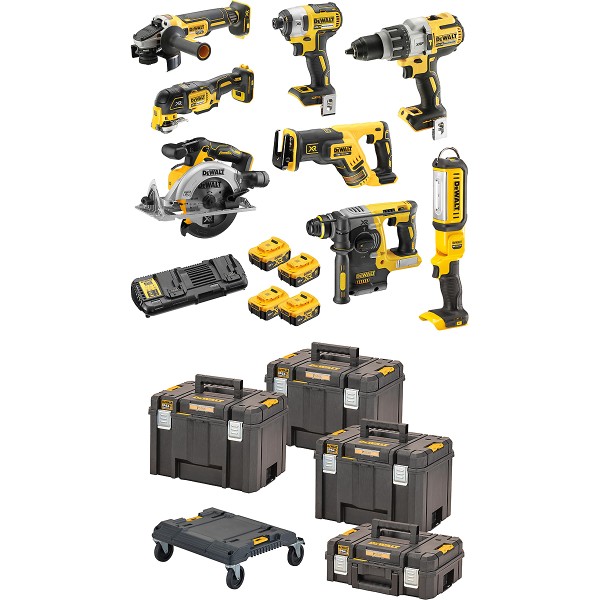 DEWALT 8er Akku-Kombopack 18V XR + 4 Akku + Schnellladegerät I