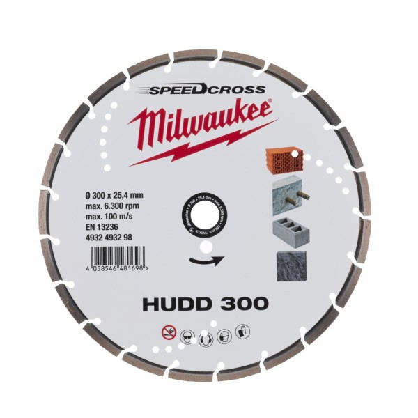 Milwaukee Speedcross Diamanttrennscheibe HUDD 300 mm für harte Materialien