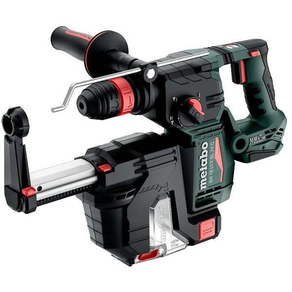 Metabo Akku-Kombihammer KH 18 LTX BL 24 Q Set ISA mit integrierter Staubabsaugung und Metabo-Quick-Wechselfutter - metaBOX 185 XL