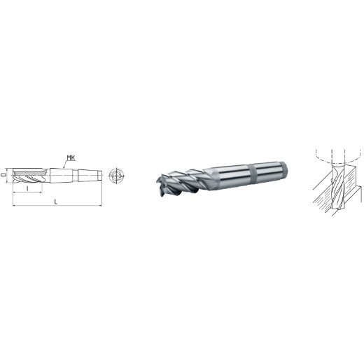 ELMAG HSS Co5-Schaftfräser mit Morsekegel DIN 845