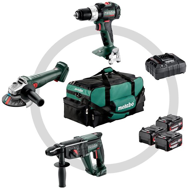 Metabo Akku Combo Set 3.1 18 V SB 18 LT BL + W 18 L 9-125 Quick + KH 18 LTX 24 - Werkzeugtasche