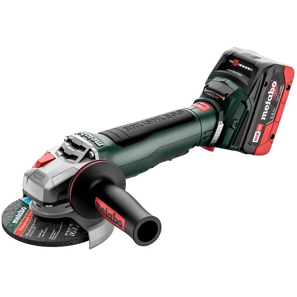 Metabo Akku-Winkelschleifer WPB 18 LT BL 11-125 Quick mit Bremse, Schnellspannmutter - metaBOX 165 L - 18V 2x5.5Ah LiHD + ASC 145