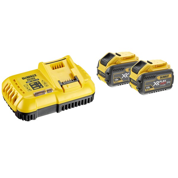 DEWALT XR FLEXVOLT Akku-Starter-Set 54V / 162Wh + 2 Akku + 1 Doppelladegerät DCB118-QW