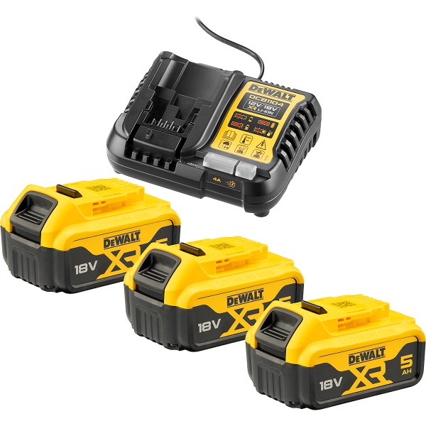 DEWALT Akku-Kit 3 x 18V/5Ah + System-Schnellladegerät