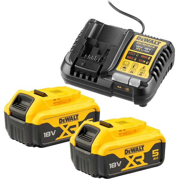 DEWALT Akku-Kit 2 x 18V/5Ah + System-Schnellladegerät