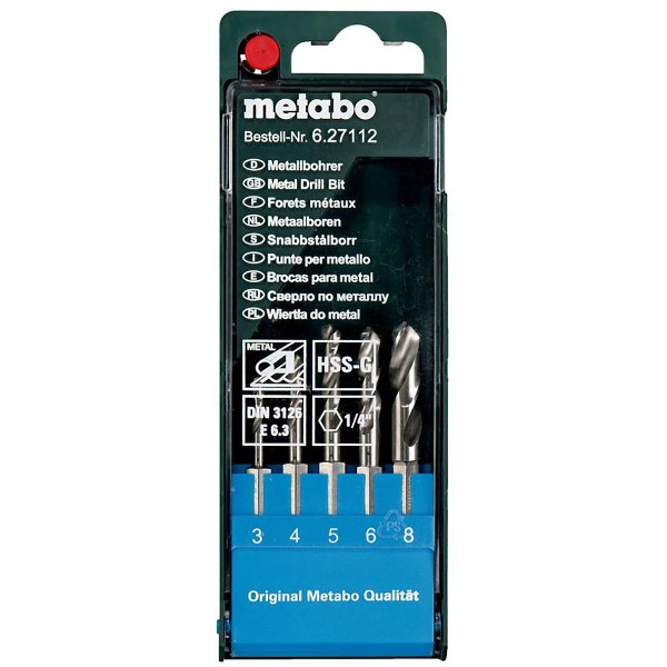 Metabo HSS-G-Bohrerkassette E 6.3 - 5 teiliges Set