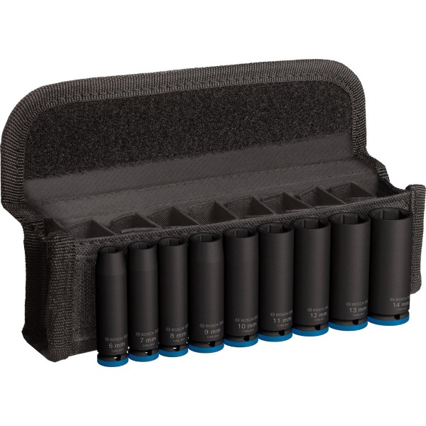 Bosch PRO Impact Socket Set, 1/4", tief, 9 teiliges Set