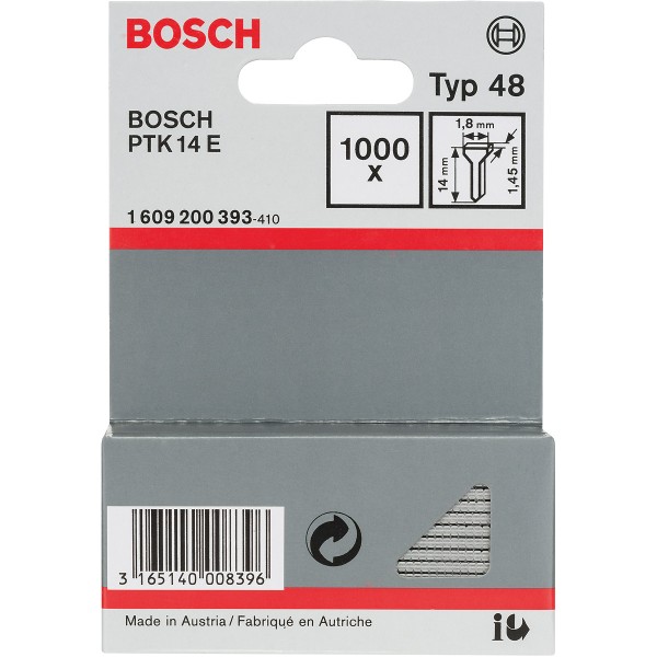 Bosch Tackernagel Typ 48, 1,8 x 1,45 x 14 mm, 1000er-Pack