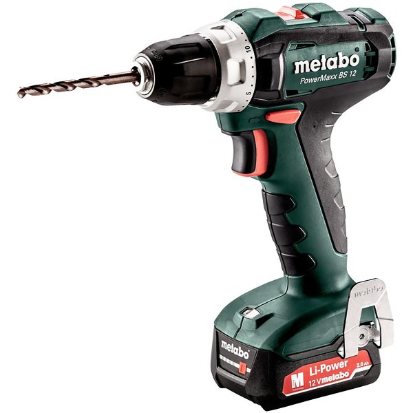 Metabo Akku-Bohrschrauber PowerMaxx BS 12 metaBOX 118 - 12V 2x2Ah Li-Power + SC 30