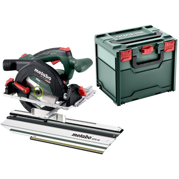 Metabo Akku-Handkreissäge KS 18 LTX 57 BL mit Kappschiene KFS 44 - metaBOX 340