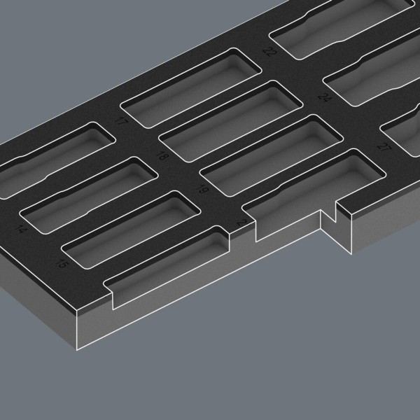 Wera 9725 Schaumstoffeinlage Zyklop C, 1/2", Impaktor Deep Steckschlüsseleinsatz Set 11-teilig